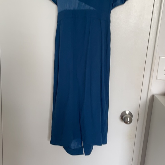 Midnight turquoise midi dress with batwing sleeves - Picture 6 of 7